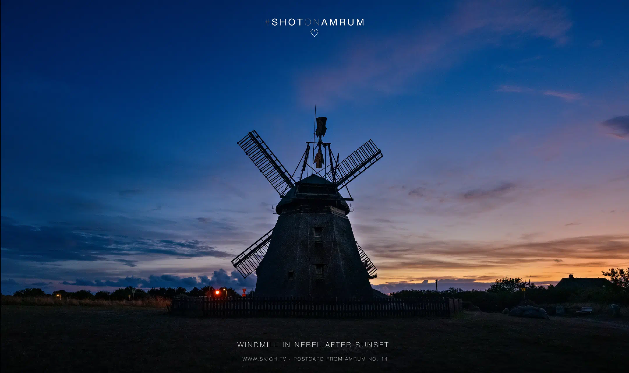 Nebel Windmill after sunset