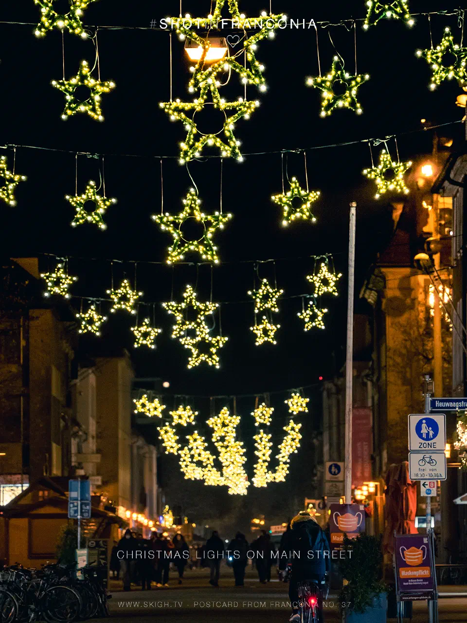 Christmas lights on Main Street