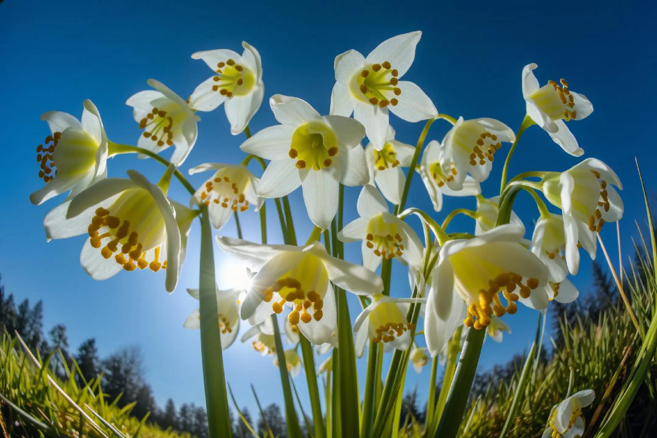 Spring snowflake from below